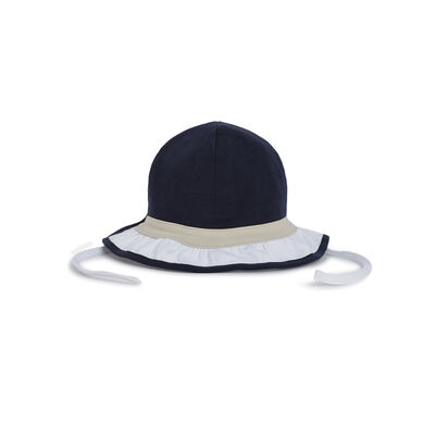 Girls White and Blue Knitted Hat